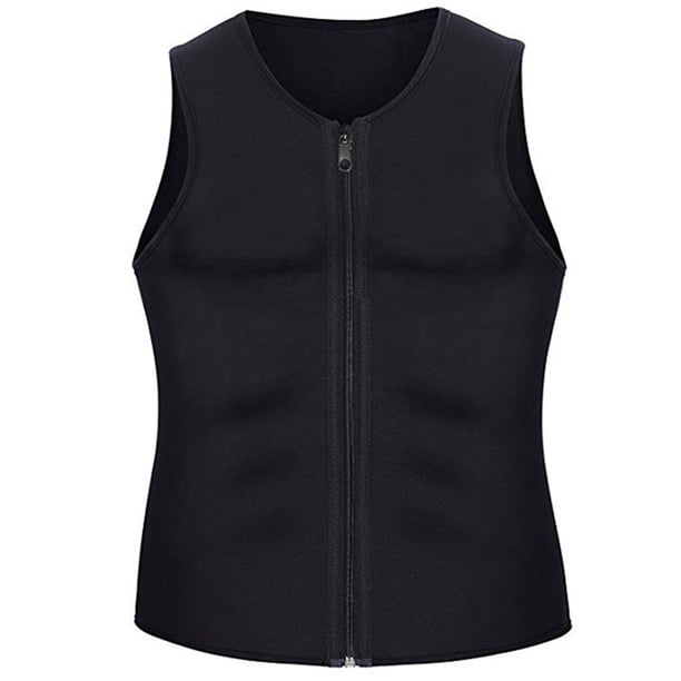 Eigraketly Chaleco para correr para hombre, chaleco adelgazante con cremallera para el sudor, camisetas sin mangas, recortador de barriga, chaleco elástico Uniforme atlético negro NO1 Eigraketly OD0282-06