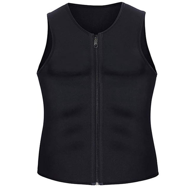 Eigraketly Chaleco para correr para hombre, chaleco adelgazante con cremallera para el sudor, camisetas sin mangas, recortador de barriga, chaleco elástico Uniforme atlético negro NO1 Eigraketly OD0282-06