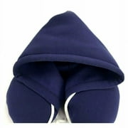 Blue Portable Hoodie Neck U Pillow Cushion For Airplane Travel Office Rest Sleeping
