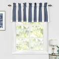 thumbnail image 2 of DriftAway Chris Vertical Striped Pattern Linen Textured Thermal Insulated Blackout Window Curtain Valance Rod Pocket Lined Single, 52" x 18" Plus 2" Header, Ivory Dark Blue, 2 of 7