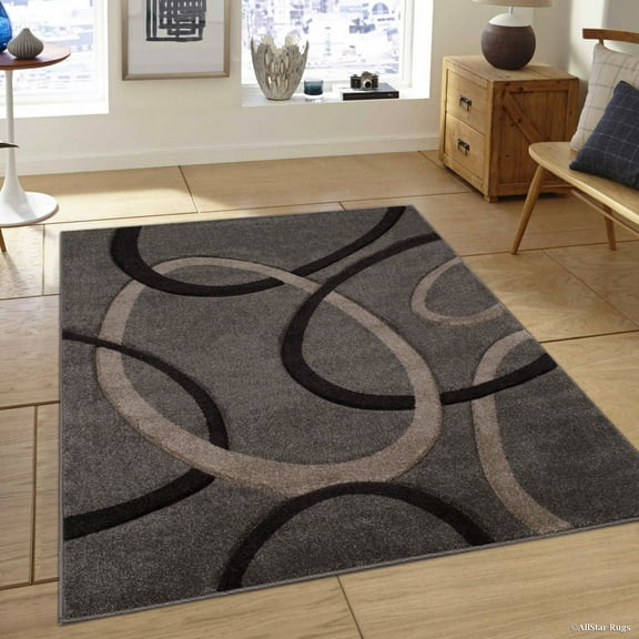 Allstar Fume Modern Geometric circle design Area Rug (7' 9" x 10' 5")