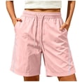 thumbnail image 4 of Aimik Women's Plus Size Athletic Shorts Solid Elastic Waist Shorts with Pockets and Drawstring Summer Comfortable Workout Bottoms, 4 of 6