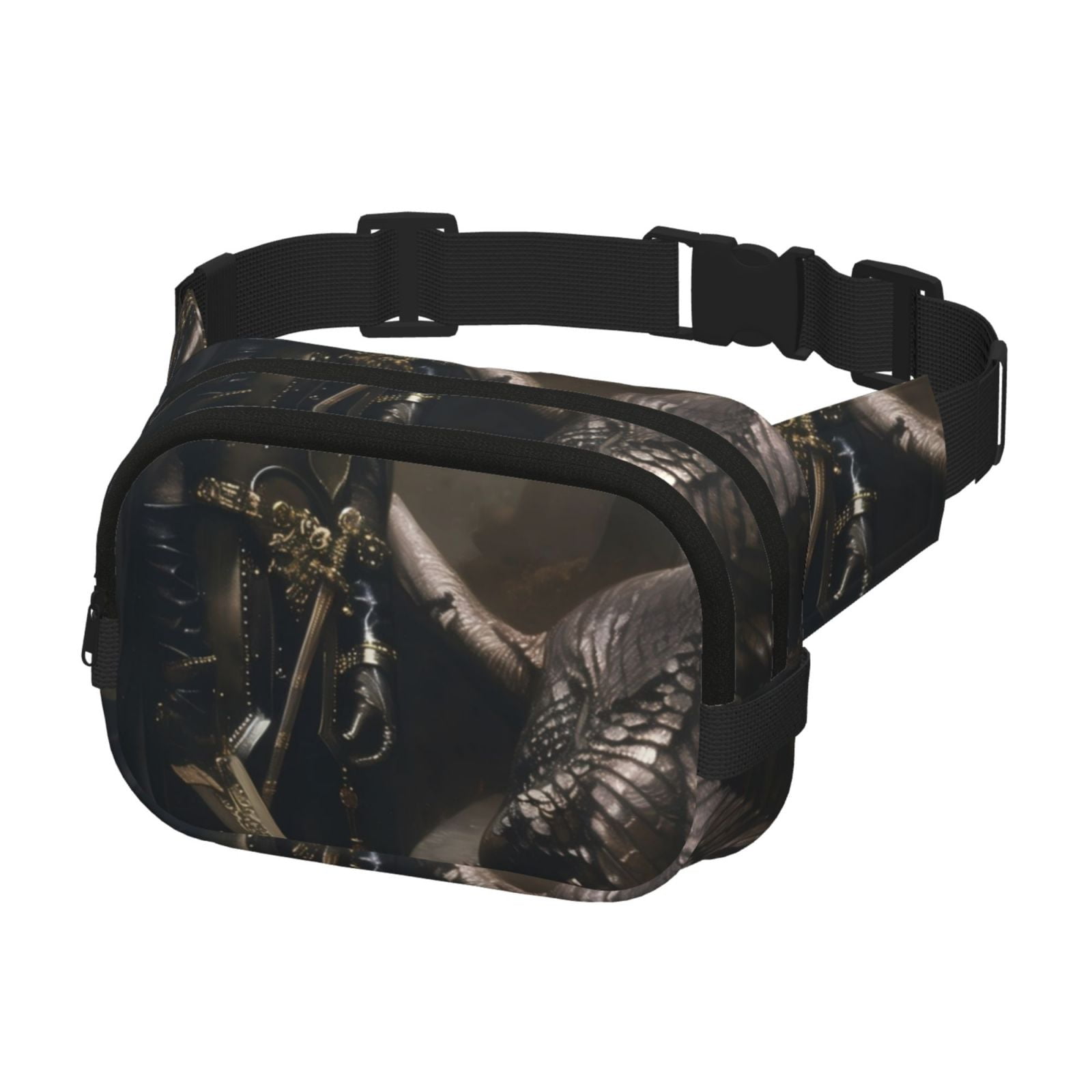 Picia Medieval Knight And Dragon Print Square Double-Layer Waist Bag Mini Adjustable Waist Belt Bag Exercise Running Travel Hiking