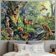 thumbnail image 2 of Nawypu Animal World Tapestry Fairyland Forest Psychedelic Rainbow Animal Decor Wall Tapestry Cute Funny Animals Resting Under The Ancient Tree Bedroom Living Room Decor SIZY1506, 2 of 6