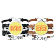 thumbnail image 1 of Wedding Celebrate Chinese Wish Words Xi Bracelet Hand Strap Leather Rope Wristband Double Set, 1 of 3