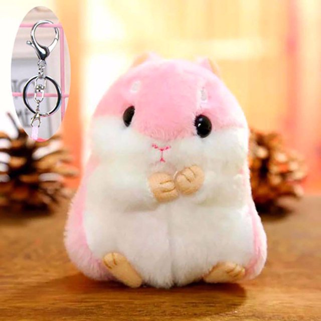 Llavero colgante de animales de peluche para niños, bolsa Kawaii, mochila, juguetes para niños, muñeca de hámster, regalo de cumpleaños, 10cm