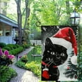 thumbnail image 4 of PHYHOO  Merry Christmas Black Cat Garden Flag Double Sided, Burlap Welcome Winter Tree Yard Flags for Xmas Outside Outdoor Decoration White, 4 of 6