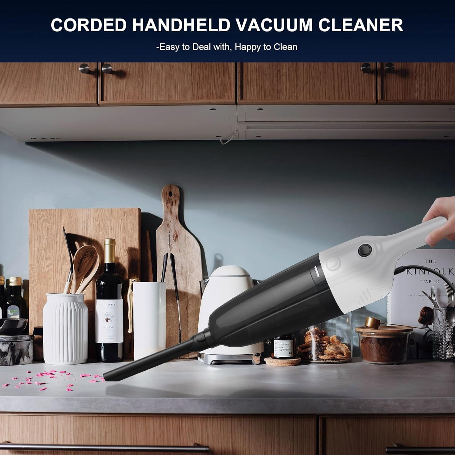 Vacuum Cleaners for Home - Corded Stick Vacuum Cleaner, Rechargeable High Power Vac for Pet Hair Carpet Hardwood Floor, Household Wireless Hand Lightweight Handheld Portable Car Vac, MC White