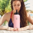 thumbnail image 5 of GEDUX 32oz Insulated Stainless Steel Water Bottle with 2 Leak Proof Lids(Spout Lid and Straw Lid) Wide Mouth Powder-Coated Water Bottle for Sports and Travel, Pink, 5 of 7