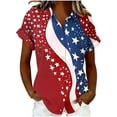 thumbnail image 2 of Mifsaly Short Sleeve Button Down Shirts for Women Lapel Collar V Neck Blouses Patriotic Hearts American Flag Print Independence Day Tops 2026 XXL, 2 of 6