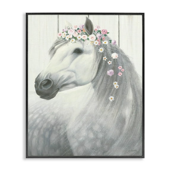 The Stupell Home Decor Collection Spirit Stallion Horse with Flower Crown Framed Giclee Wall Art