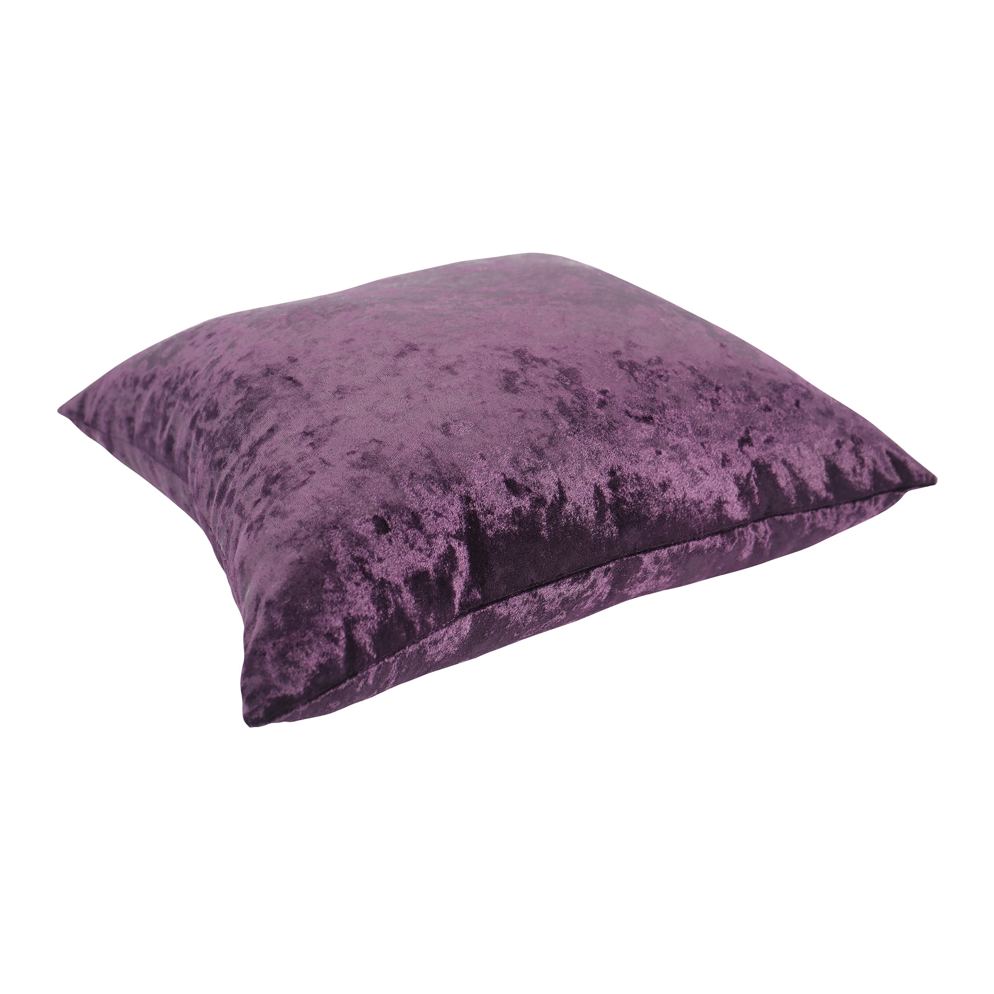 Mainstays Crushed Velvet Square Decorative Throw Pillow, 18 x 18, Plum