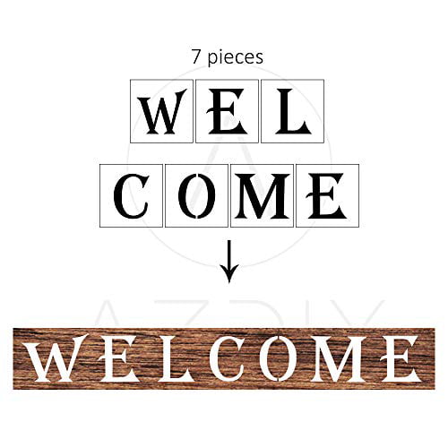 Porch Signs & Front Door Decorations Patio 11 Pack Large Vertical Welcome Sign Stencil Templates for Wood Signs Reusable Letter Stencils for Home Welcome Stencils for Painting on Wood 
