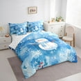 thumbnail image 3 of Castle Fairy Cartoon Christmas Snowman Twin Bedding Sets 7-Piece for Boys Girls,Happy New Year Snowflakes Bedding Comforter Set Microfiber,Abstract Gradient Blue Breathable Sheet Sets, 3 of 8