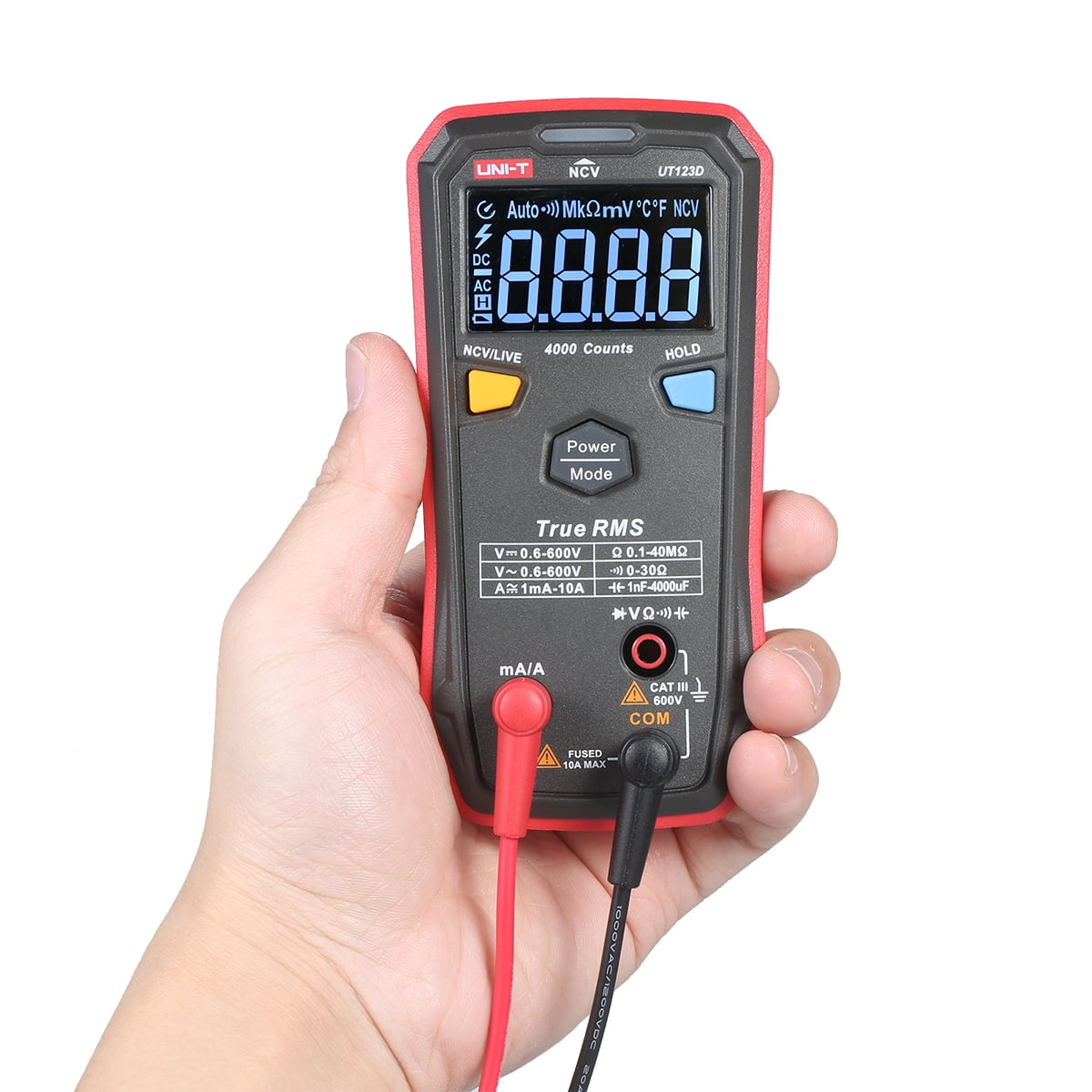 UNI-T Palm-sized Digital Multimeter AC/DC True-RMS Multimeter 4mF(4000uF) Large Capacitance Meter Auto-ranging Multi Tester with Resistance Capacitance Diode Continuity NCV Live Wire Tests