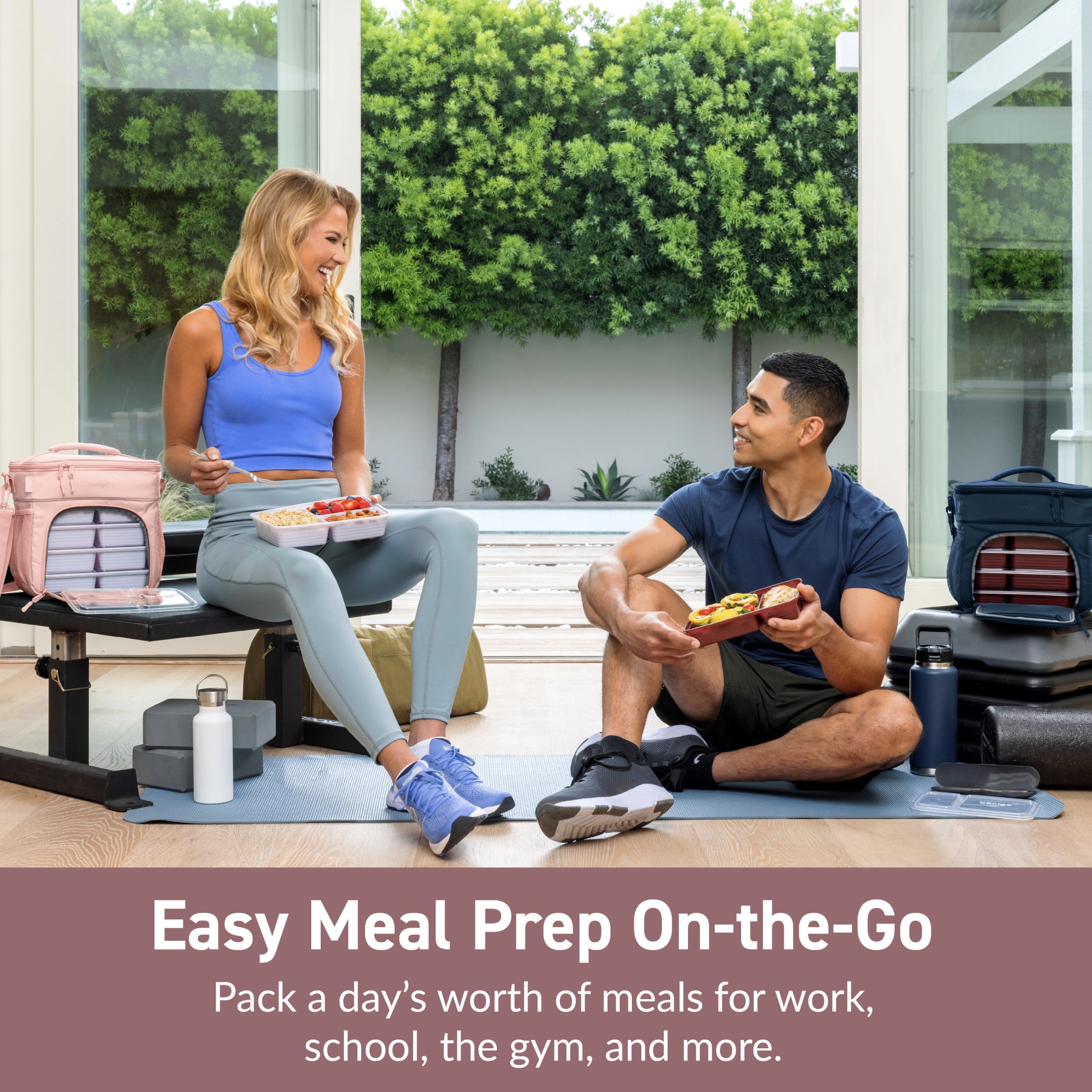 Bentgo Prep Deluxe Multimeal Bag - Premium Insulation with Water-Resistant Exterior & Interior, Holds 5 Meals, Keeps Meals Warm or Cool for up to 8 Hrs - Great for All Day Meal Prep (Blush)