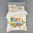 thumbnail image 2 of Saying Duvet Cover Set, Motivational Saying Thank You Font with Colorful Abstract Geometric Backdrop, Bedding Set with Shams and Fitted Sheet, 3 Sizes, by Ambesonne, 2 of 3