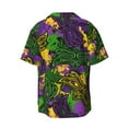 thumbnail image 6 of Lsque Mardi Gras7 print Men's Cuban Collar Short Sleeve Shirt Summer Beachwear Casual Button Down Fashionable Vacation Leisure Shirt-4X-Large, 6 of 7
