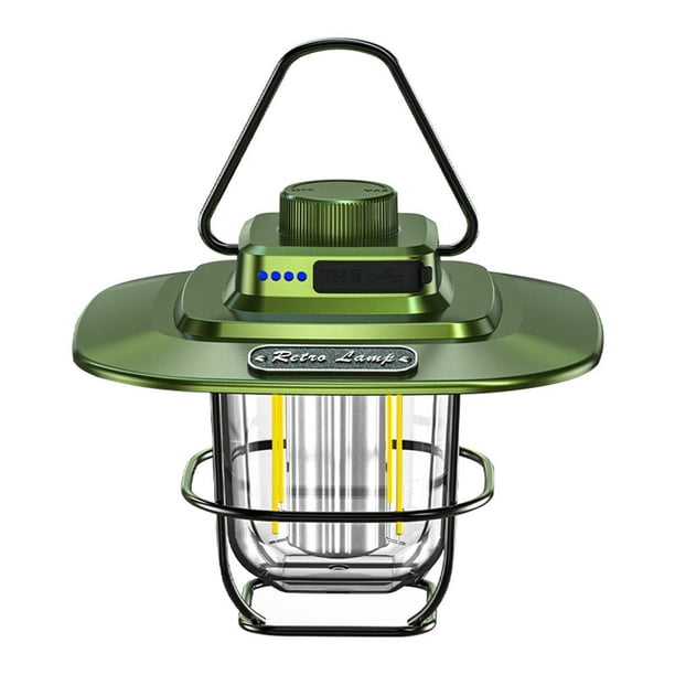 Lámpara de camping LED Iluminación retro regulable con gancho para equipo al aire libre Verde Hugtrwg Para estrenar