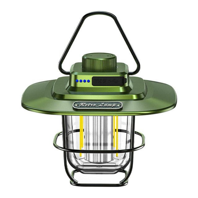 WDOplteas Lámpara Camping LED Retro Regulable Con Gancho para Equipo Al Aire Libre (verde)