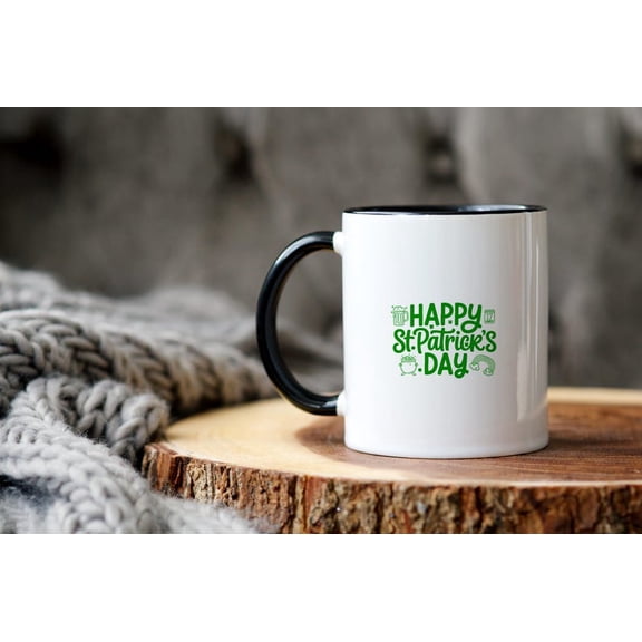 Happt. PatriC1KS Day Coffee Mug, St. Patrick's Day Mug, Green Doodle Gif, St. Patrick's Day Gift, IriS1H Gif, IriS1H Mug, Green Clover