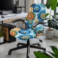 thumbnail image 2 of POLERO Anti Stain All-in-One Office Swivel Chair Slipcover, Flowers Elastic Cloth Easy to Install Office Chair Cover for Indoor Workspace Home Study, 2 of 7