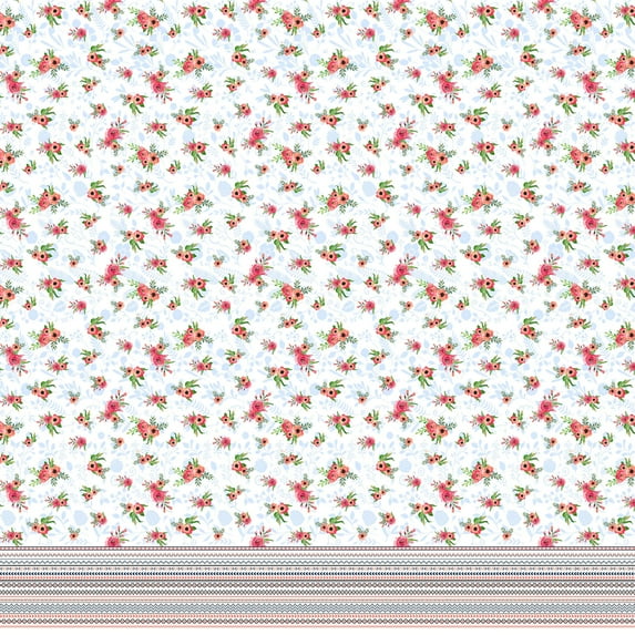 Soimoi Cotton Cambric Fabric Leaves & Poppy Anemone Flower Panel Print Fabric by the Yard 42 Inch Wide