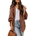 thumbnail image 1 of Women's Chunky Sweater Cardigan Lantern Sleeve Open Front Oversized with Pocket Winter, 1 of 5