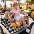 thumbnail image 3 of Golf Cart Seat Covers for 2 Seater,Thanksgiving Pumpkins Fall Soft Microfiber Cart Seat Towel Blanket,Black Plaid Sunflower Absorbent Breathable Non Slip Bench Seats Protector for Golf Course 51"x31", 3 of 9