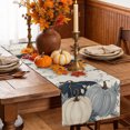 thumbnail image 5 of Fall Pumpkin Navy Blue Cotton Linen Rectangle Table Runners 13"x60", Rustic Botanical Autumn Thanksgiving Coffee Table Runner Dresser Scarves Table Runners for Wedding Party Banquet Dinner Decor, 5 of 8