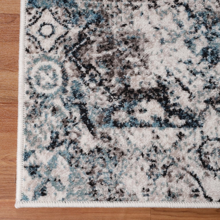 Superior Rangoli Geometric Area Rug - 4ft X 6ft, Blue, Modern Design For Living Room, Bedroom, Office - 100% Polypropylene, Durable & Easy Clean
