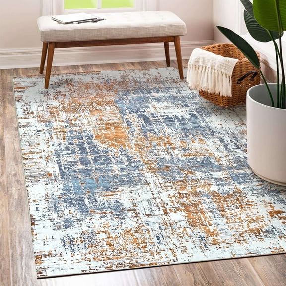 My Magic Carpet 5x7' Machine Washable Area Rug for Dining Living Room - Aurora Abstract Multicolor