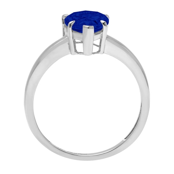 1.5 ct Pear Cut Simulated Blue Sapphire Solitaire Engagement Ring for Women in 18K White Gold