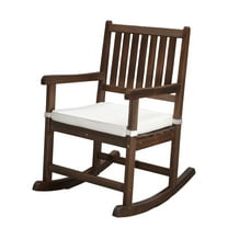 Ktaxon Fir Wood Patio Rocking Chair with Cushion - Square Back Outdoor Rocker for Garden, Deck, Porch - Carbonized