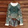 thumbnail image 5 of Aobny Fleece Cute Tops for Women Green Western Long Sleeve Sweatshirt Pullover Crew Neck Teacher Shirts,XXL, 5 of 5