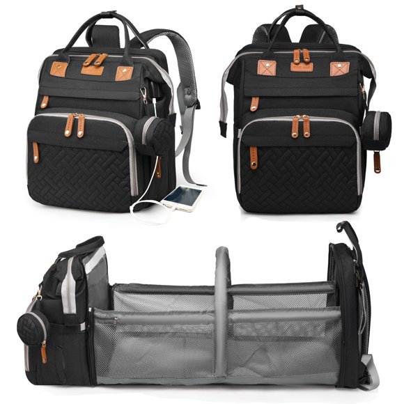 Mochila para pañales Astro Alan Baby con cambiador negra