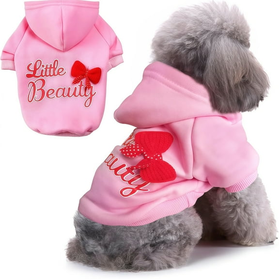 Winter Dog Hoodie with Leash Hole, Cozy Plush Lined Sweater and Comfortable Jacket for Small Dogs, Multiple Colors Available