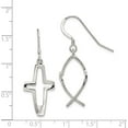thumbnail image 5 of Sterling Silver Cross Ichthus Dangle Earrings (46 X 17) Made In India qe4791, 5 of 6