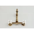thumbnail image 3 of Kingston Brass KS1263PX Heritage Double-Handle Wall-Mount Bridge Kitchen Faucet, Antique Brass, 3 of 7