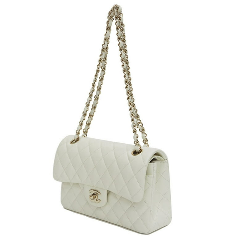 Chanel Pre-owned Medium Glitter Double Flap Shoulder Bag - White