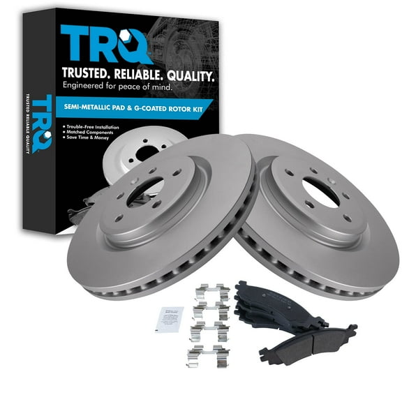 TRQ Front Brake Pad & Rotor Kit Brake Pads Brake Rotor Semi-Metallic Premium G-Coated Fits Select 2010-2012 Ford Taurus