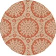 thumbnail image 1 of Unique Loom Botanical Collection Floral Abstract Transitional Indoor and Outdoor Flatweave Round Rug, 6 Feet, Terracotta/Beige, 1 of 1