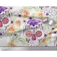 thumbnail image 3 of Soimoi Polyester Crepe Fabric Skull,Rose & Anemone Flower Print Fabric by Yard 52 Inch Wide, 3 of 3
