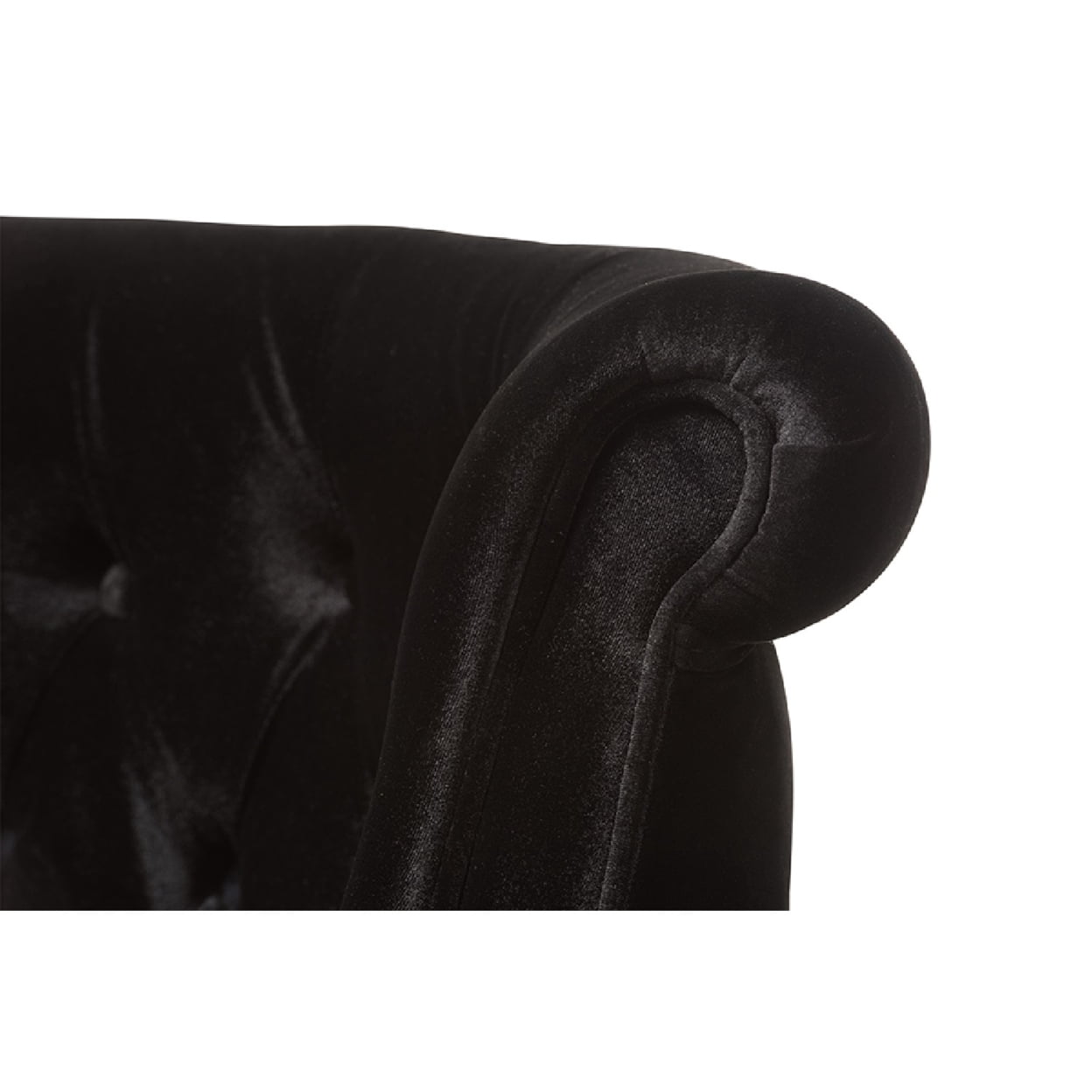 Baxton Studio Flax Victorian Style Contemporary Black Velvet Fabric Upholstered 2-seater Loveseat