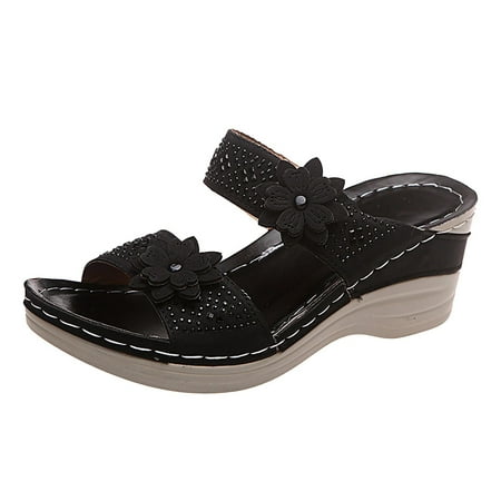 

VKEKIEO Flat Toe Slippers For Women High Heel Slip-On Black 41