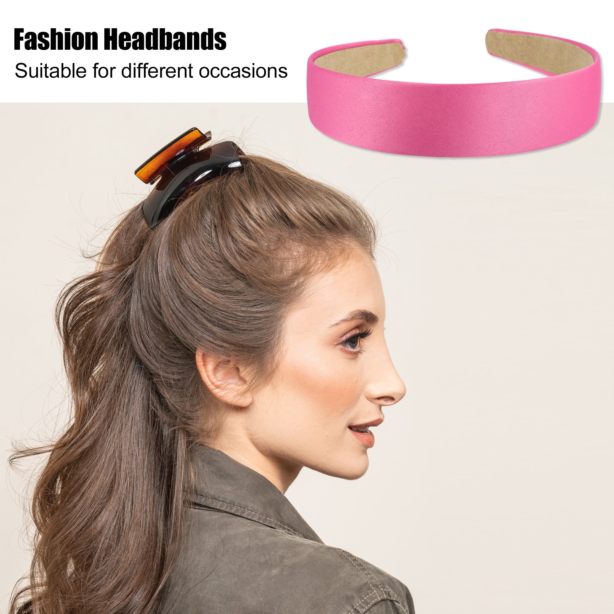 Unique Bargains Headband Hair Band for Women Non-Slip 1 Inch Wide Red