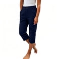 thumbnail image 4 of Only Moment Cruise Essentials 2026 Jute with Pockets High Waist Adjustable Knot Loose Casual Trousers Business Work Casual Pants Navy,L, 4 of 8
