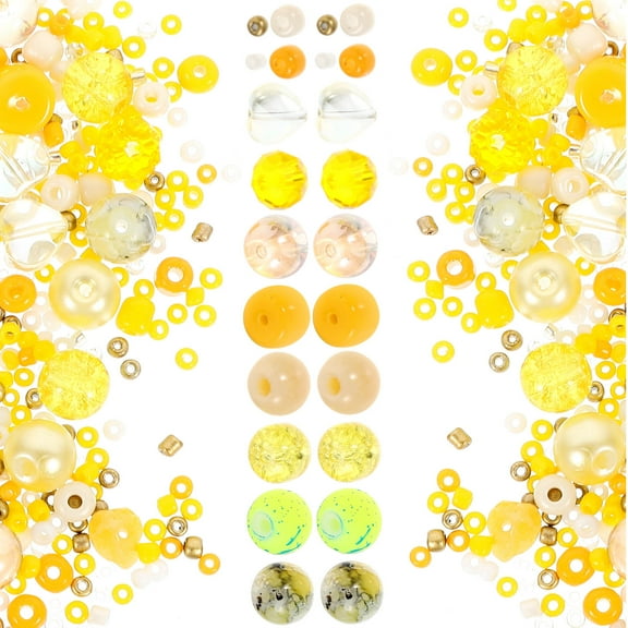 PBPBOX 2 Bags of Yellow Loose Spacer Beads for Jewelry Making Glass Beads DIY Crafts