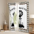 thumbnail image 3 of Farmhouse Curtains & Drapes Bedroom Living Room, Black Sketch Windmill Blackout Curtains Vintage Decor Curtains Geometric Buffalo Grid Window Treatments 38''Wx54''L, 2 Panels, 3 of 6