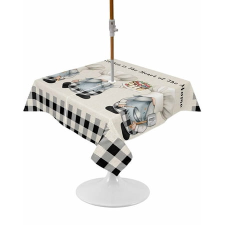 Outdoor Tablecloth with Umbrella Hole and Zipper Cooking Chef Gnome Square Tablecloths 54×54 Inch Waterproof Table Cloths Cake Black Buffalo Plaid Patio Table Cover for Picnic BBQS Party Outdoor Tablecloth with Umbrella Hole and Zipper Cooking Chef Gnome Square Tablecloths 54×54 Inch Waterproof Table Cloths Cake Black Buffalo Plaid Patio Table Cover for Picnic BBQS Party